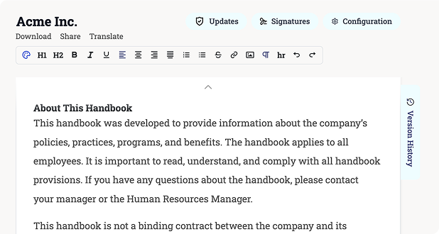 Employee Handbook Editor
