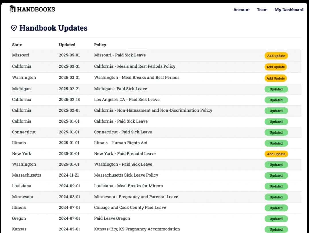 Update your handbook
